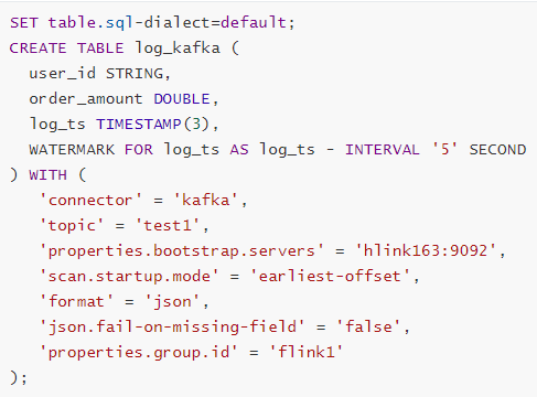 Table API - Kafka Source